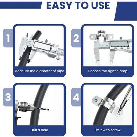Step-by-step guide using Rugged Pipe Strap Clamp Kit 60 Pcs With Screws 304 Stainless Two Hole U Brackets for installation.