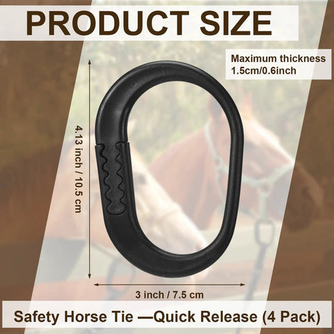 Protective Horse Blocker Tie Kit, 4 Pcs with quick release black clip dimensions