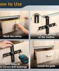 How to use Cabinet Hardware Doweling Jig Kit With Titanium Coated Drill Bits For Knobs Handles And Pulls on drawers