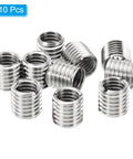 PATIKIL stainless steel thread adapter sleeves, 10 pcs, M12x1.75 male to M10x1.5 female reducer nuts