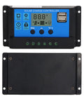Front and back view of Powerful 12V 24V PWM Solar Controller With LCD Display And USB Output, 100A MPPT Style Solar Charger
