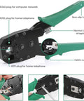 Close-up of crimping pliers from the 9 In 1 Portable Crimping Tool Kit for Network Cabling and Phone Lines with RJ45 RJ11 RJ12 connectors.
