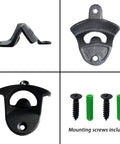 Heavy Duty Cast Iron Wall Mounted Bottle Opener For Draft Beer And Soda In Matte Black Finish built like a tank, includes mounting screws.