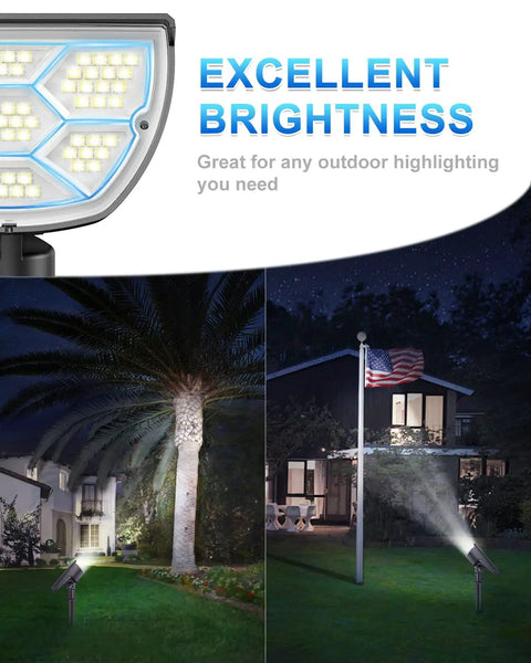 Outdoor Solar Spot Lights IP65 Waterproof 800 Lumen Landscape Spotlights Cool White 10 Pack lighting up garden at night