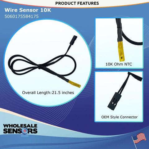 Precision 10K Ohm NTC Thermistor Temperature Wire Sensor For PC Water Cooling with 21.5 inch length and OEM style connector
