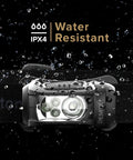 Remix LED Headlamp With 300 Lumens Multicam Camouflage showing IPX4 water resistance, splash droplets visible