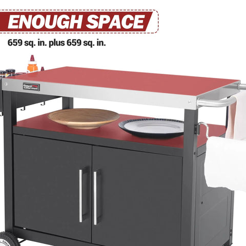 Outdoor Grill Cart With Wheels A Movable Stainless Steel Kitchen Island With Storage Cabinet And Open Shelf For BBQ Prep