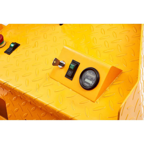 Control panel of Top Notch 1100 Lbs Electric Tow Tractor Tugger Cart with switches and hour meter for operation management.