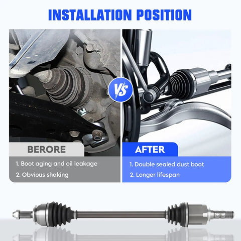 Subaru Forester Front CV Axle Shaft Assembly Left or Right Replacement for 2014-2018 2.0L 2.5L Models, Driver and Passenger Side, 66-7568, 27 Spline, 31.78 Inch Length, installation position