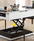 Sleek Electric Lift Coffee Table With Remote Control And Sturdy Iron Frame, High Capacity Adjustable Height For Ultimate Living Room Comfy Vibes with remote control features.