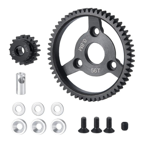 Beefed Up Steel RC Spur Gear Set 32P 56T With 18T Pinion for 1/10 Scale 2WD Rustler Slash Stampede Upgrade