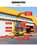 Exploded view of Portable Crawler Crane With 3 Ton Hydraulic Lift And 2 5 Ton Electric Hoist Featuring 360 Degree Spin design.