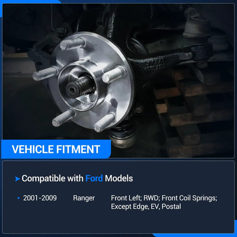 Ready Bolt Front Steering Knuckle Assembly For Ford Ranger 2001 2009 RWD Pickup Truck with Front Coil Springs, Left Side View