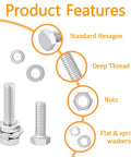 Heavy Duty 116Pcs Metric Bolt Set M6 M8 M10 In 304 Stainless Steel With Nuts And Bolts, Flat And Spring Washers, Hex Head Cap Screws