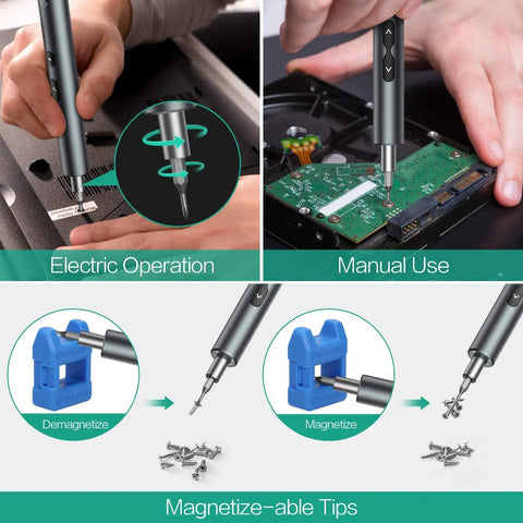 28 In 1 Cordless Electric Screwdriver Kit With 24 Bits, Type C Charging, LED Light, Low Noise for smartphones, laptops use