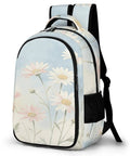 Pastel Pink White Daisies Printed Unisex Backpack With Large Capacity, Durable Polyester Daypack For School, Work, Travel, And Everyday Adventures That Actually Works featuring front and side views.