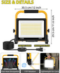 14400 Lumens LED Work Light With 120W Flood Light 16 Ft Cord And Switch, portable stand, IP66 waterproof for job sites