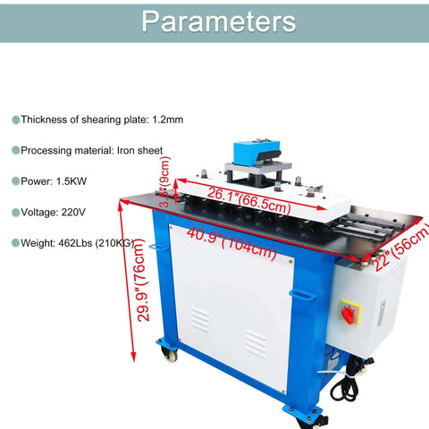 Electric Sheet Metal Seamer Pro Grade Multi Functional Seam Lock Forming Machine with 7 Shape Options for 1.2mm Iron Sheet 220V Heavy Duty