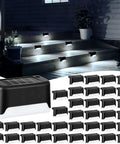 36 Pack Solar Deck Lights Outdoor Step Lights Wireless Waterproof LED Stair Lights for Pool Garden Fence Wall Patio Yard Porch White No Wires, Easy Install illuminating steps at night