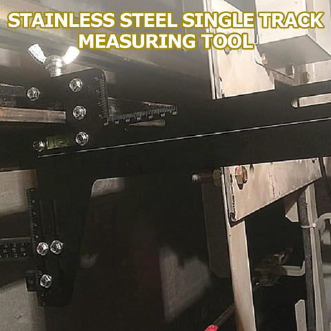 Pro Level Elevator Guide Gauge Tough As Nails Stainless Steel Ruler showing precise alignment on a single track.