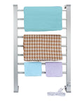 Eight Bar Towel Warmer With Timer For Bathroom And Laundry, Portable Free Standing Heated Rack holding towels, 21.7x33.5 inches.