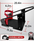 Heavy Duty Steel Motorcycle Wheel Chock With 1800 Lbs Capacity, front view showing dimensions and steel frame