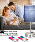 Touch Control Bedside Lamp With Two Fast USB Ports And Outlet, 3 Way Dimmable Pink Table Lamp for Bedroom, USB phones charging