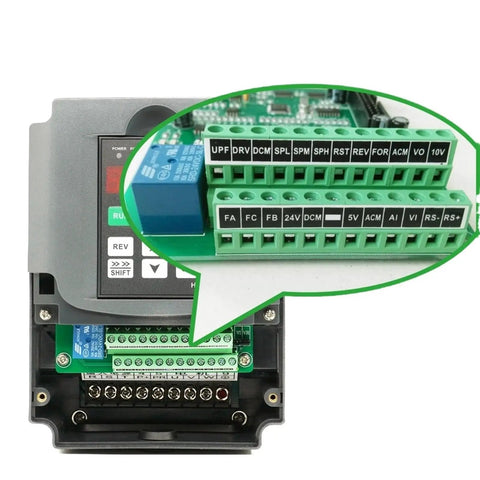Beefy 2.2KW 220V 10A Variable Frequency Drive Inverter VFD For Precise Motor Control, Industrial Grade Power Converter, High Efficiency Inverter With Adjustable Speed And Built Tough For Demanding Setups, green terminal blocks on control board