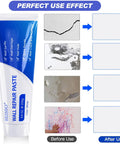 Tube of wall repair paste with examples of drywall repair kit effects for cracks, holes, and graffiti removal.