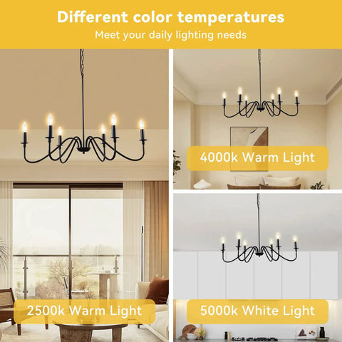 34.6 Inch Dimmable Plug In Chandelier With Cord 6 Light Modern Farmhouse Pendant Light For Dining Room Kitchen Living Room Bedroom Foyer Rustic Retro Ceiling Light Fixture