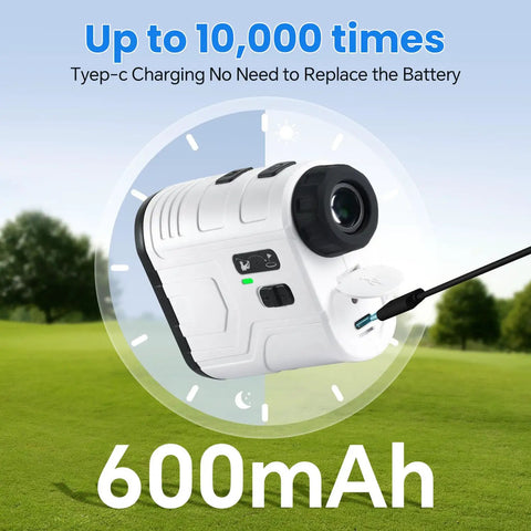 Pro Grade 1200 Yard Golf Range Finder With Slope And Flag Lock Vibration, 7X Magnification, Game Ready Lightweight Rechargeable Laser, Quick Scan, Legal Switch, Range Finder Accessory For Golf White, white rechargeable 600mAh golf range finder with USB-C charging