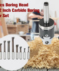 Nine Piece One Half Inch Carbide Boring Bar Set With MT2 Handle And Three Eighths Inch Sixteen Thread Two Inch Boring Bars