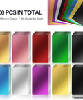 Colorful Aluminum Metal Business Card Blanks Pack Of 200 For Laser Engraving in 10 vibrant colors, front view of cards