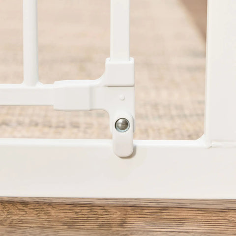 Close-up of latch on 36-Inch Extra Tall Baby Gate For Doorways And Bottom Of Stairs, Pressure Mounted Walk-Through Gate