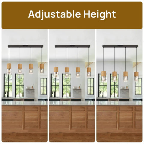 Adjustable Pendant Light Fixture In Frosted Gold Glass, Modern Farmhouse Chandelier over kitchen island