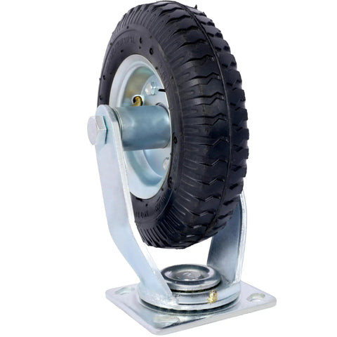 Two Pack 8-Inch Pneumatic Caster Wheels With Swivel Plate For Smooth Indoor Outdoor Use, Beefed-Up Steel Hub Ball Bearings