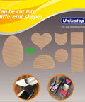 Six Pairs (Twelve Pieces) Non Slip Shoe Sole Pads With Self Adhesive Rubber Grips For Front Sole And Heel, shown in cut shapes