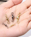 Heavy Duty 300 Piece Box Fishing Barrel Swivels With Solid Ring Copper And Stainless Steel Construction Extra Strong Solid Fishing Connectors Anti Rust Quick Connect Tackle Kit Sizes 2 4 6 8 10, assorted swivels in hand