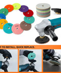 13 Pack 4 Inch Diamond Polishing Pads With Five Eighths Inch 11 Backer Pad Wet Dry Kit For Drill Grinder Polisher Grit 50 To 8000