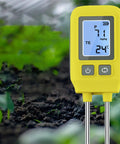 4 In 1 NPK Soil Tester with Temperature Readings for Indoor and Outdoor Gardening displaying nutrient levels and temperature