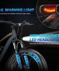 All-Terrain Fat Tire Electric Bike For Adults With 1500W Peak Power, featuring LED headlights, taillight, and 26-inch tires