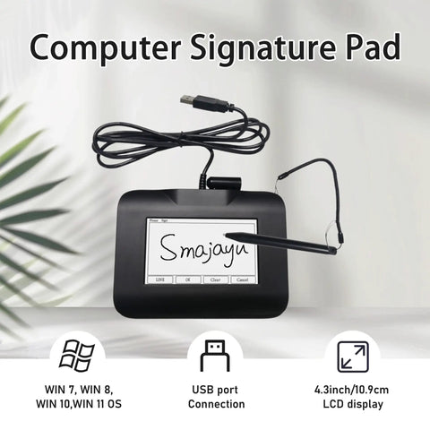 Plug And Play Electronic Signature Tablet Featuring Color Backlit LCD Screen Smooth Stylus Pen For No Sweat Pdf Document Signing On Windows Computers And Laptops Built For Busy Professionals, shown with USB connection