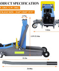 2.5 Ton Heavy Duty Hydraulic Floor Jack With Low Profile Design, Built Tough, Portable Handle, Reflective Tape, Trolley Jack