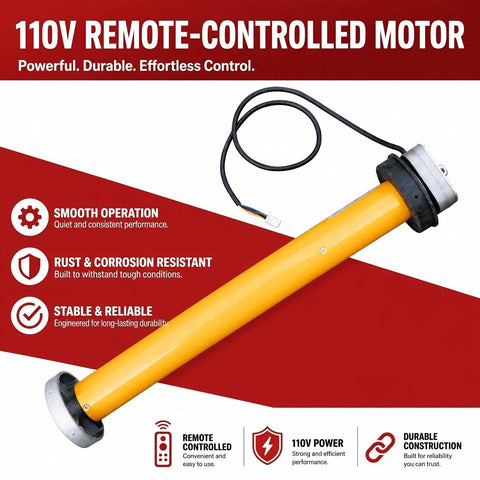 110V remote-controlled motor for Heavy Duty Electric Roll Up Door 102 By 102 Inches Galvanized Steel with durable construction.