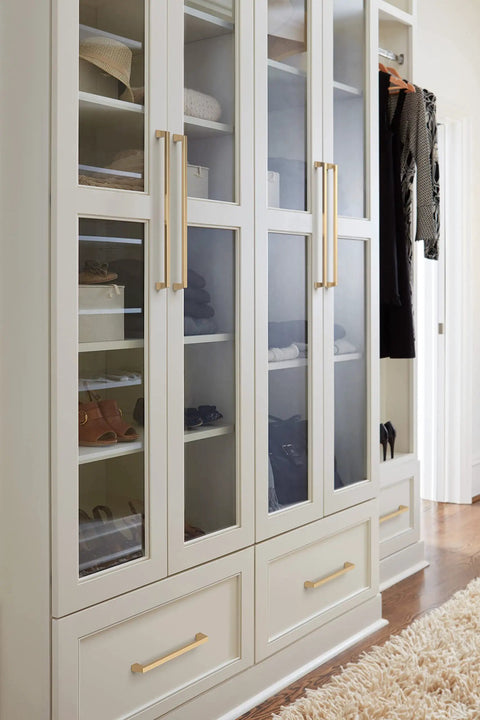 Oversized 18 Inch Center To Center Cabinet Pull For Large Appliances And Paneled Cabinets Champagne Bronze Finish on closet doors