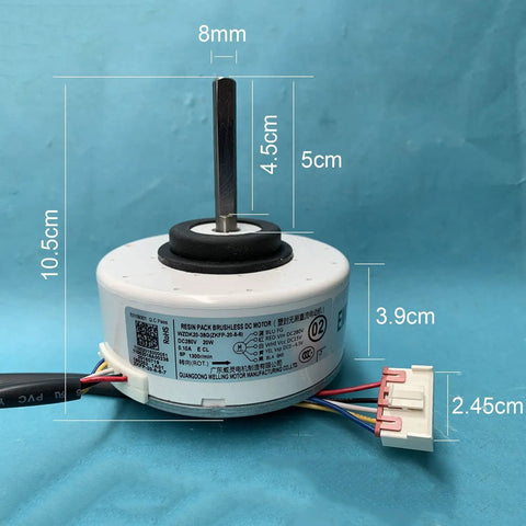 20W Brushless DC Air Conditioning Fan Motor For WZDK20-38G ZKFP-20-8-6 OEM Replacement with wiring details