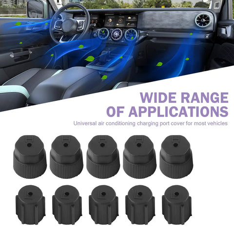 10 Pack A/C Valve Core Port Caps for Most Cars, Heavy-Duty ABS Plastic, Leak-Proof and Dust-Proof Protection, interior and caps