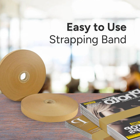 Brown Craft Banding Paper Roll 30mm Wide Heavy Duty Strapping Tape For Packaging And Shipping 492ft Long with magazines