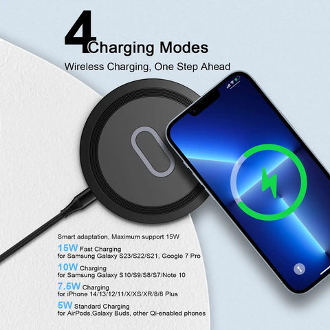 High Speed Wireless Charging Pad For Galaxy S Series And Pixel Phones 15W Fast Charge Case Friendly Qi Charger Station in use