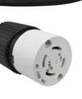 Hella Tough Heavy Duty 100 Foot 10 4 Soow Twist Lock Extension Power Cord With Nema L16 30 Plug And Socket, close-up of twist lock connector.